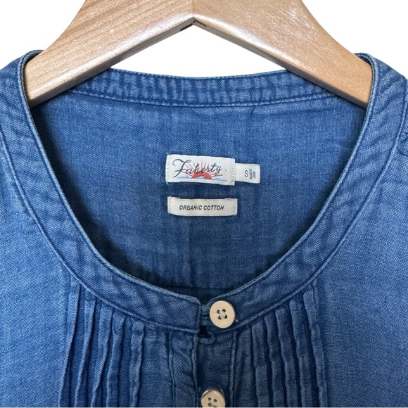 FAHERTY Isha Sleeveless Organic Cotton Mini Dress +Pockets Indigo Chambray Small - Picture 3 of 7